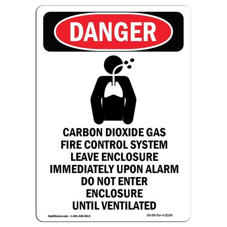 SIGNMISSION Safety Sign, OSHA Danger, 10" Height, Rigid Plastic, Portrait Carbon Dioxide, Portrait OS-DS-P-710-V-2169